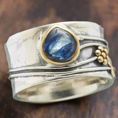 Silver-Toned and Gold-Toned Bezel Accent Ring