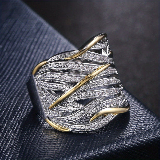 Silver and Gold Woven Band Ring
