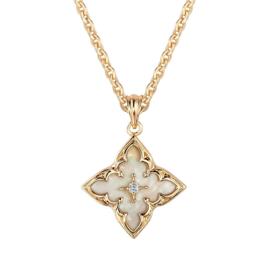 Blue Clover Pendant Necklace | Gold