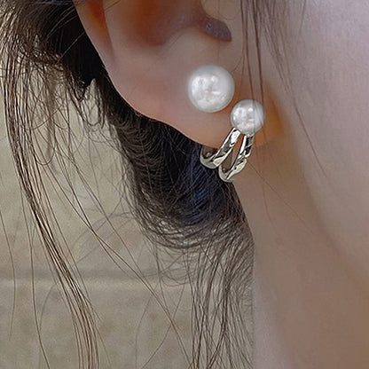 Double Pearl Statement Earrings